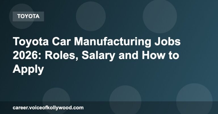 Toyota Car Manufacturing Jobs 2026: Roles, Salary and How to Apply