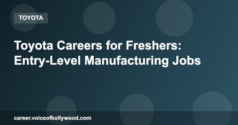 Toyota Careers for Freshers: Entry-Level Manufacturing Jobs