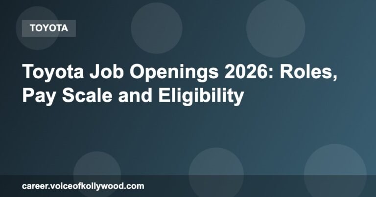 Toyota Job Openings 2026: Roles, Pay Scale and Eligibility